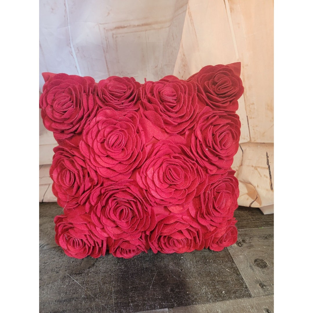 Red Roses Plush Red Floral Carnation Rose Plush Pillow Decor - Etsy