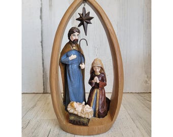 Ganz Sagrada Familia José María Jesús Escena de la Natividad Estrella de madera Decoración del hogar