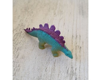 Mini purple blue stegosaurus dinosaur toy figure