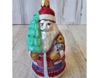 Glitter Santa tree ornament Xmas