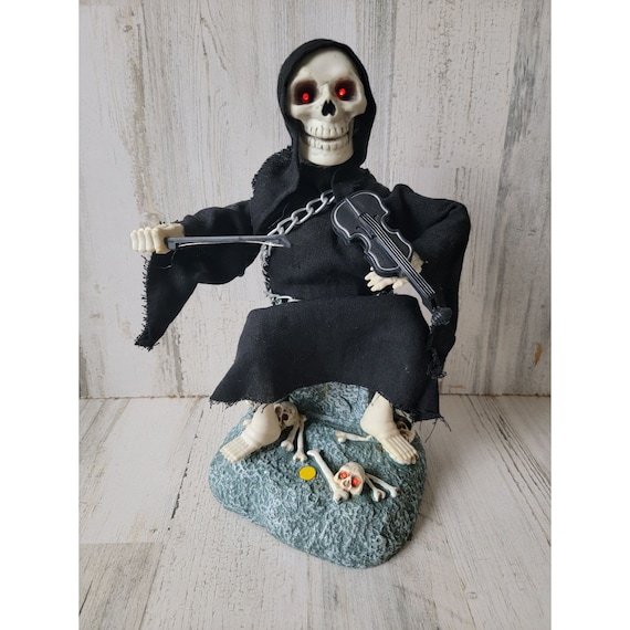 Gemmy Halloween Animated Grim Reaper Violin Tombstone Scary Prop