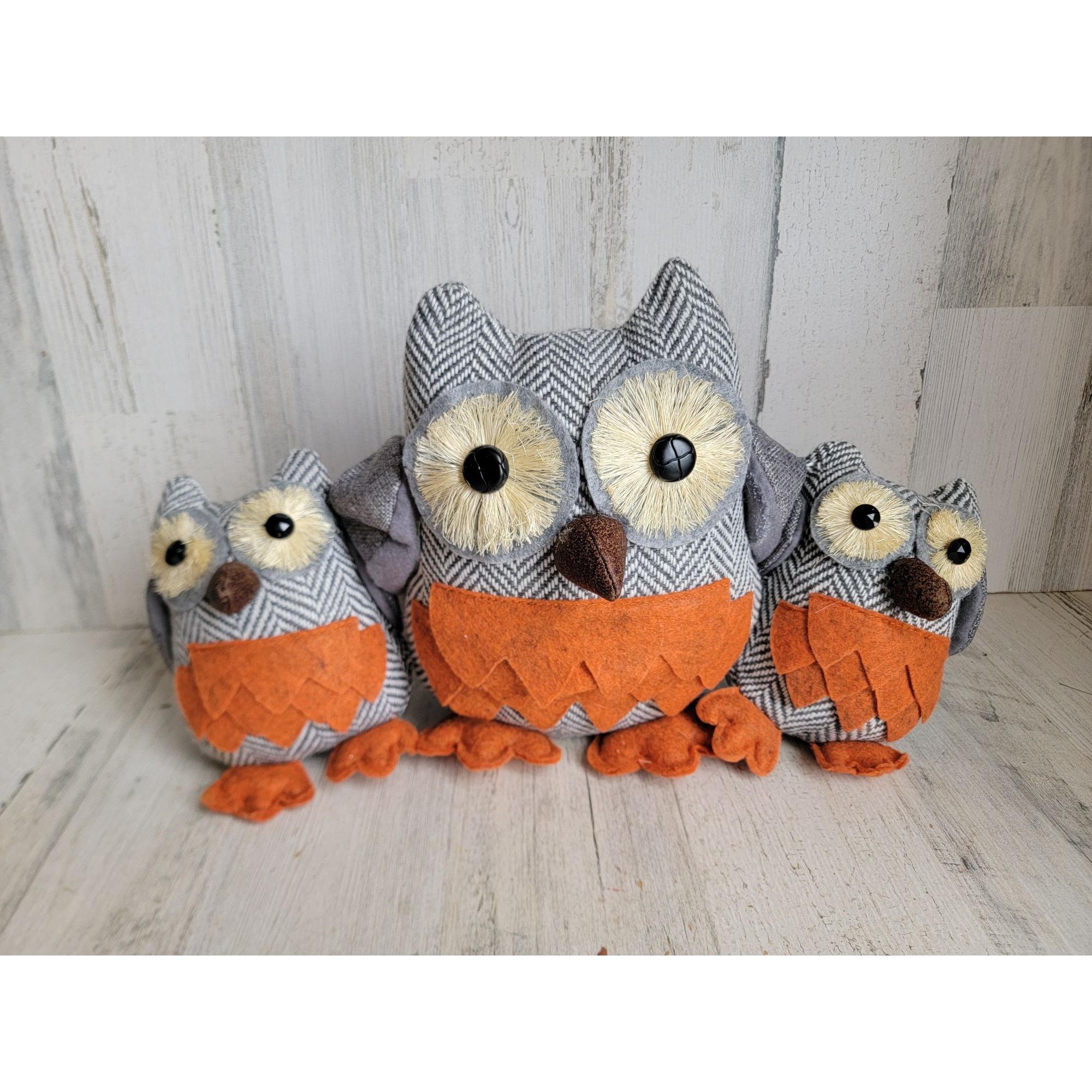 plush orange owl Halloween fall bird home decor weighted unique