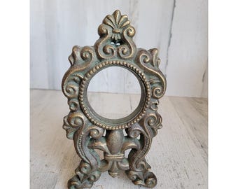 Portafotos pequeño de hierro fundido vintage, estilo victoriano, ideal para la decoración del hogar.