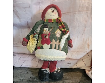 Plysch snögubbe tröja julfigur glad