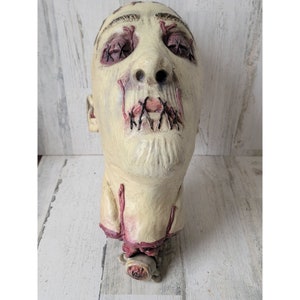 Beängstigend Gummi Kopf Stich Mund Zombie geköpft Halloween Requisite Dekor