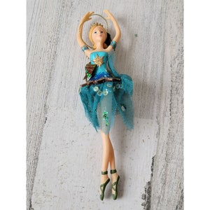 Princess sequin dress blue ballerina glitter ornament Xmas decor