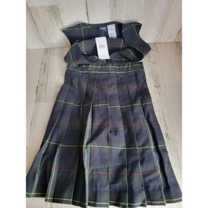 French toast Girls 14 Plaid V-neck pleated jumper