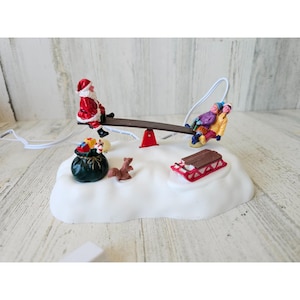 Lemax seesaw Santa playground village animated Xmas tree