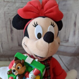 Vintage Minnie Mouse jordekorrar plysch juldekoration sällsynt vintage 14″ ljusljud bild 3