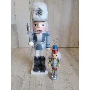 Nutcracker ornament figure set glitter Xmas wooden home decor unique