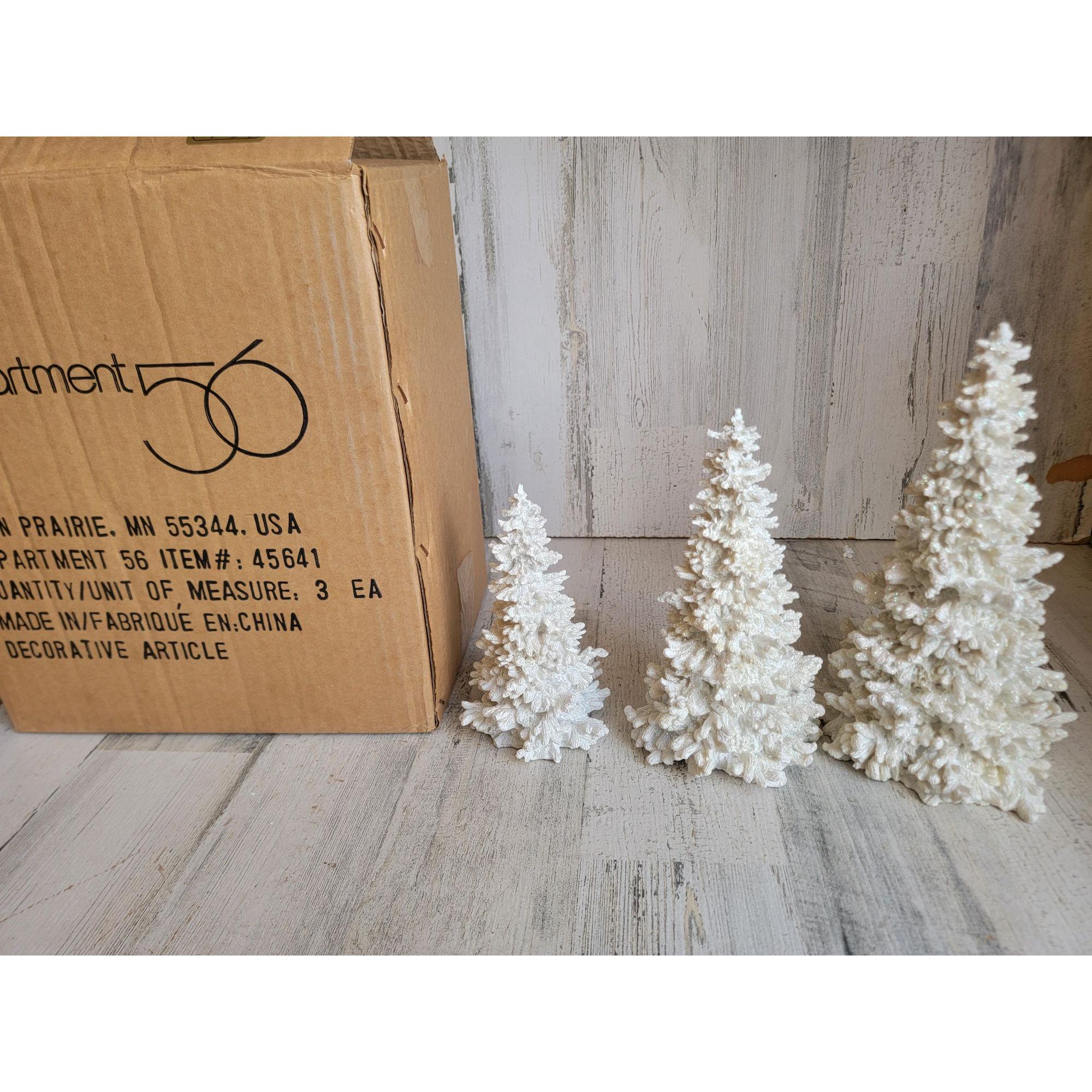 Dept 56 45641 Ceramic White Xmas Tree Glitter Village Set - Etsy