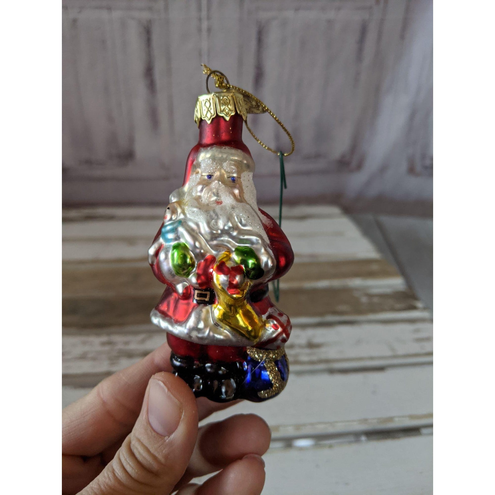 Thomas Pacconi Santa Toys Bag Glass World Ornament Xmas Holiday