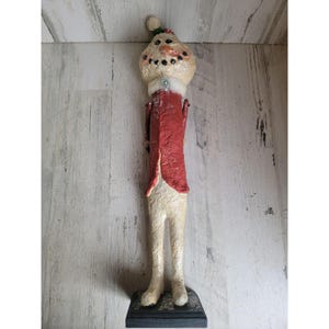 Rustic tall snowman jointed arm glitter unique figure xmas