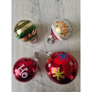 Radko shiny Brite Santa red ball celebrations mini ornament lot set Xmas snowflake ho ho tree