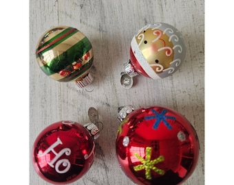 Radko glänzend Brite Santa roten Ball Feiern Mini Ornament Lot Weihnachten Schneeflocke ho ho Baum gesetzt