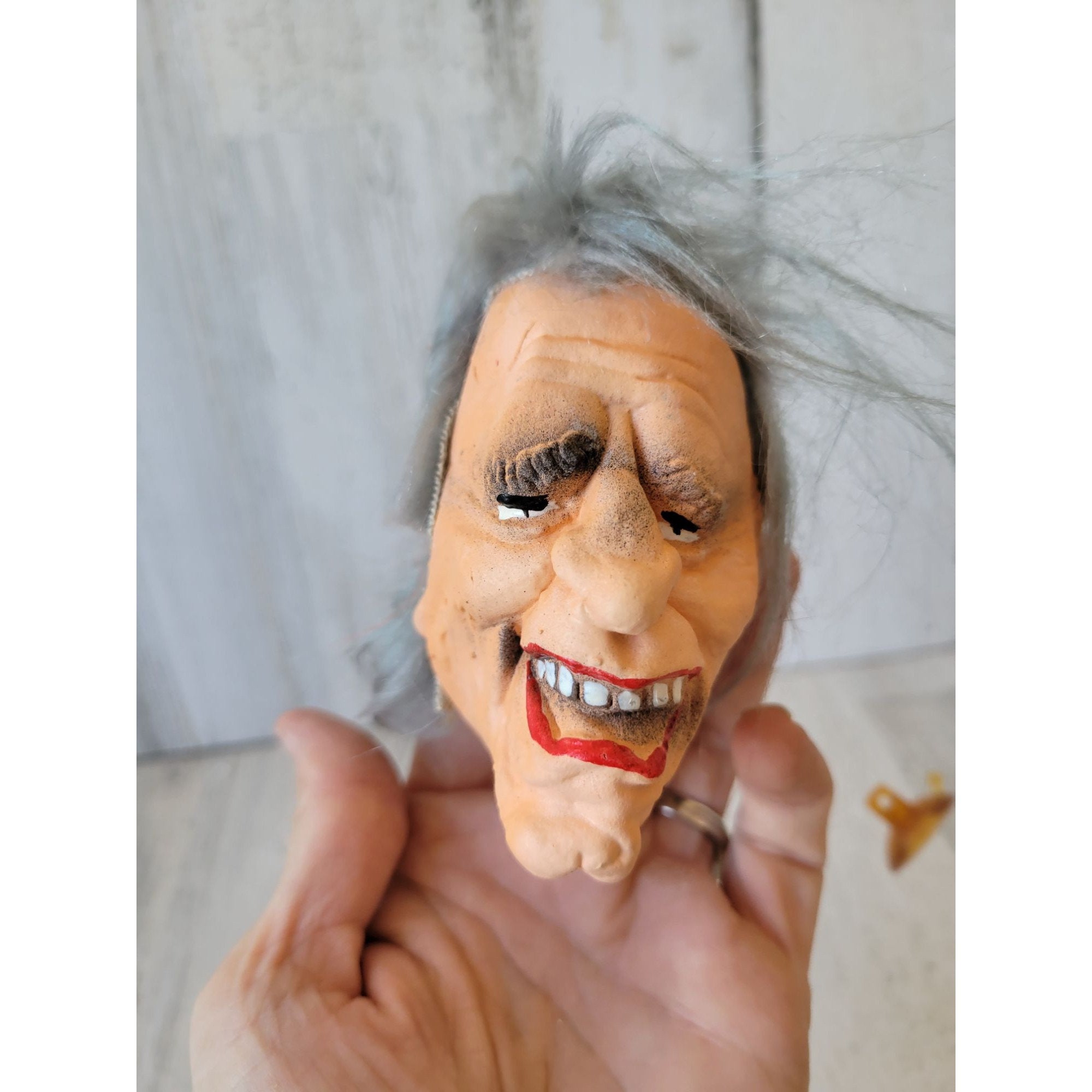 Vintage rubber puppet Man Halloween props scary unique home decor