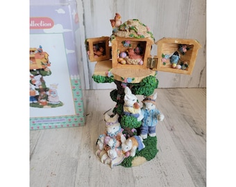 Easter collection large treehouse rabbits unique rustic decor birdhouse unique