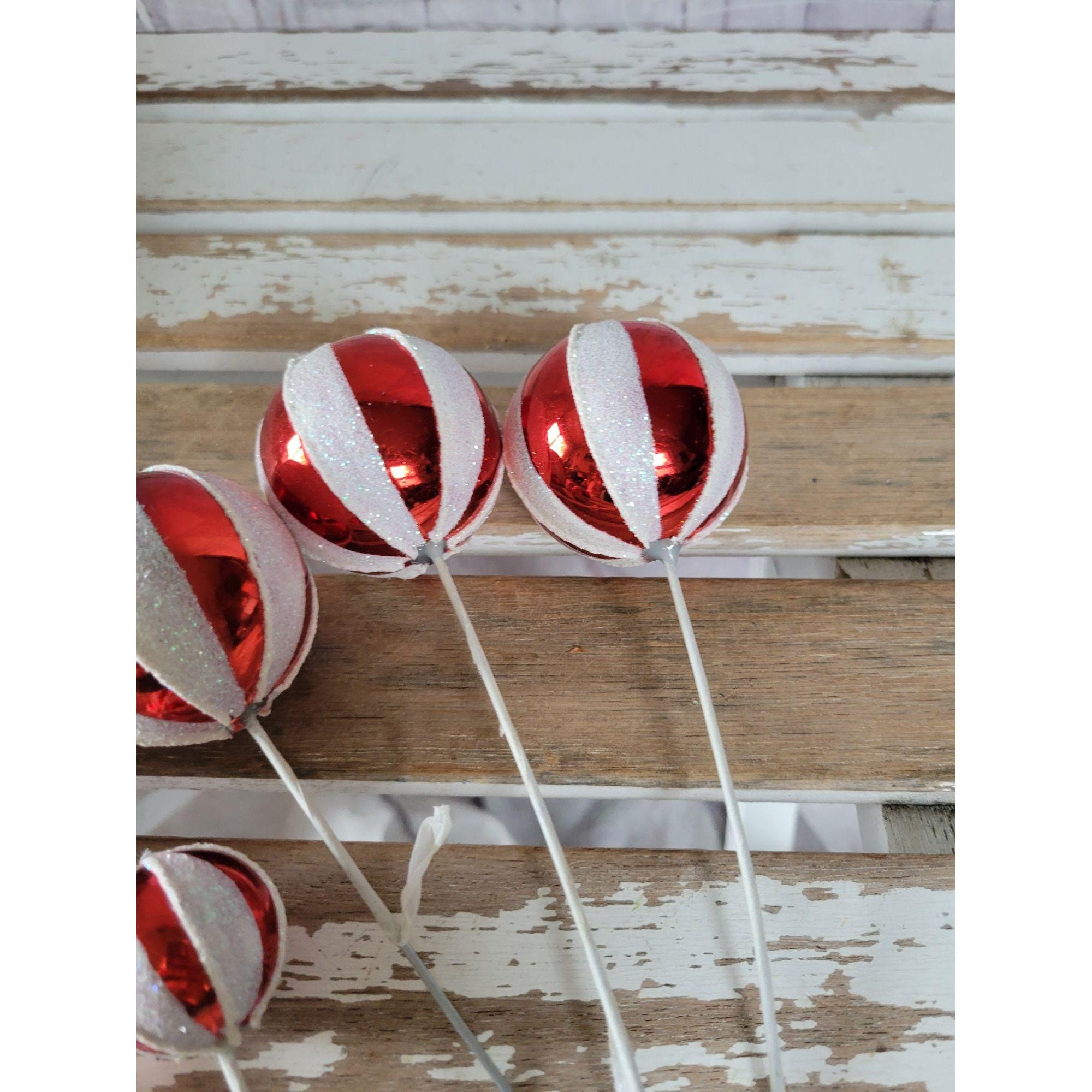 Candy cane ball Xmas peppermint decor set of 8 Xmas holiday Etsy