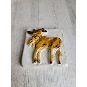 Vintage keramische eland hangende vierkante plaquette uniek voor in huis