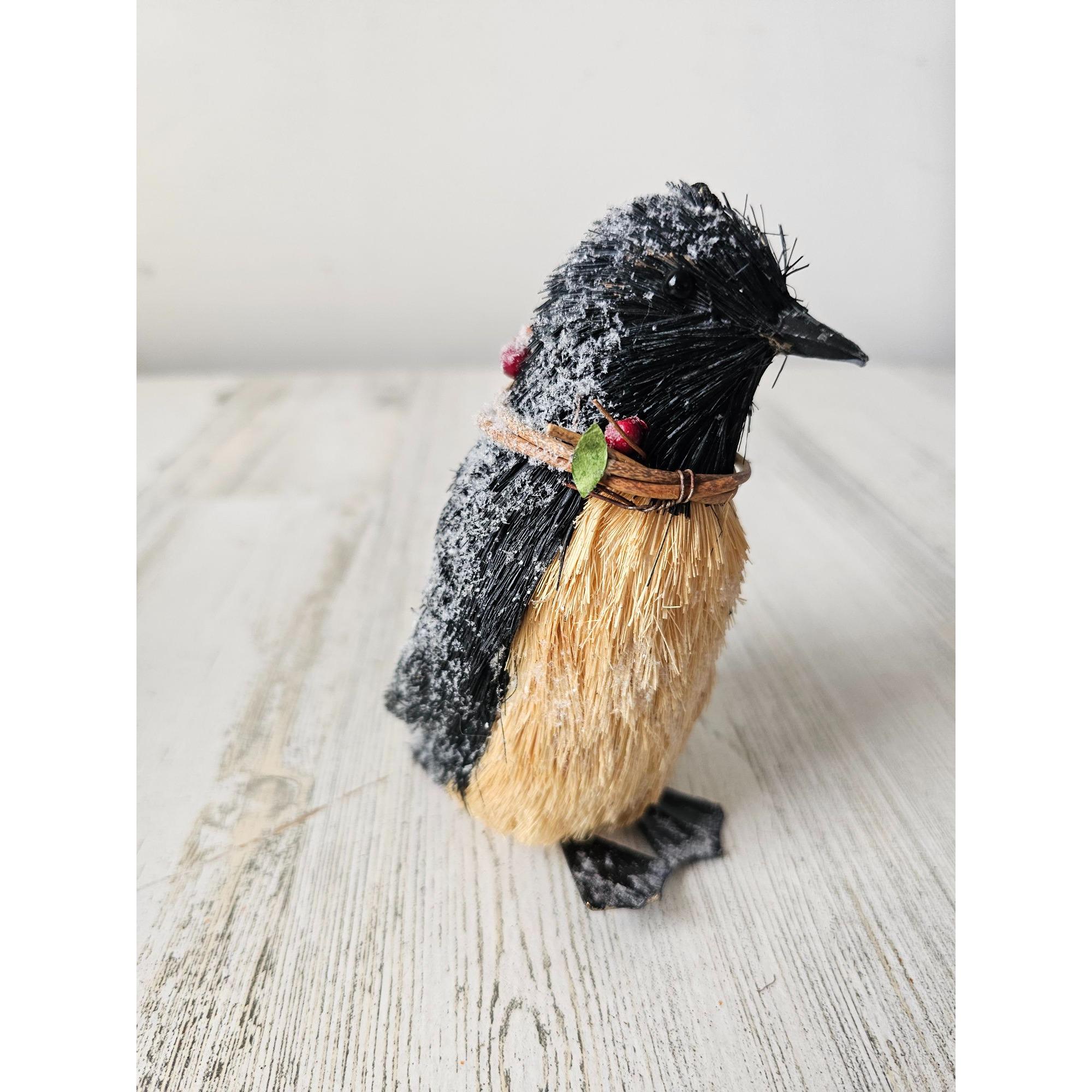 Pier 1 realistic penguin ornament bristle brush Xmas tree