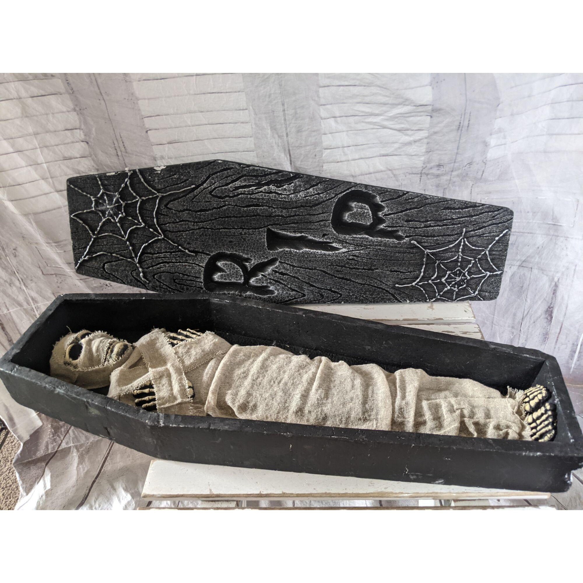 Halloween Coffin Prop
 Coffin mini mummy skeleton Halloween prop long decor styrofoam