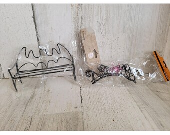 Halloween metal bat bench spider bridge village accessory set unique