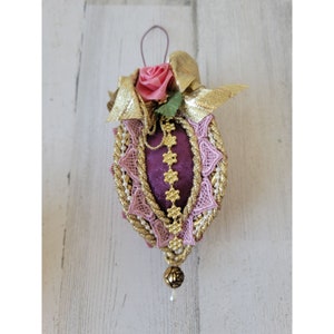 Purple embroidered bead oval pearl unique ornament Xmas