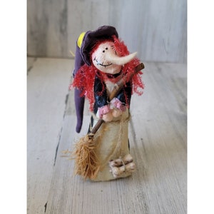 Ganz paper mache witch bones broom Hat Halloween prop decor