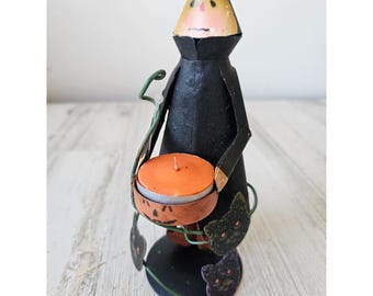 Metalen Dracula vampier kat kaarshouder theelichtje stemming van Halloween decor standbeeld beeldje mini