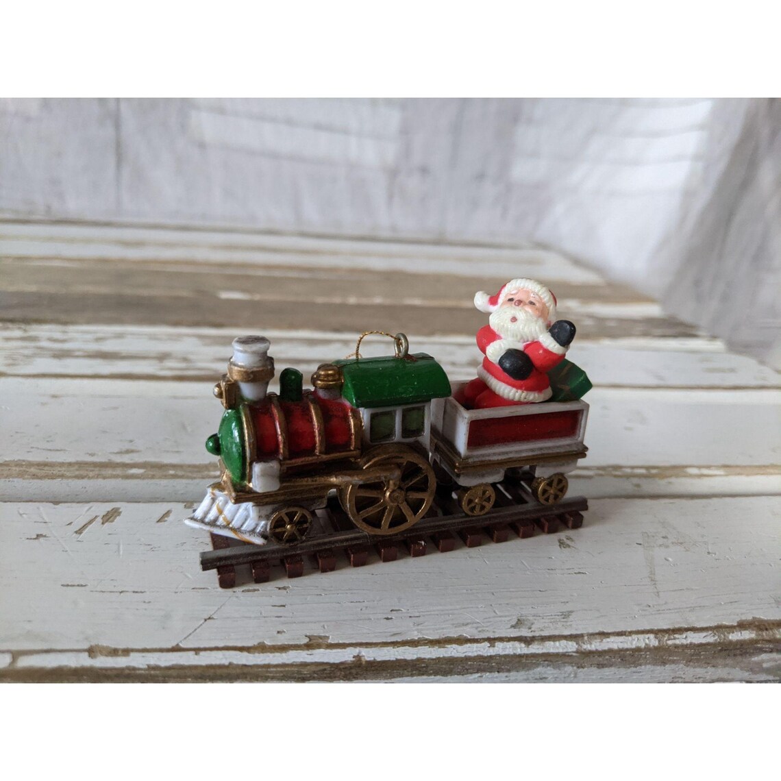 Vintage Santa train Christmas holiday tree ornament Etsy
