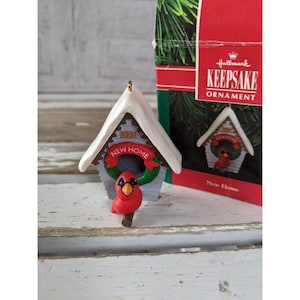 Hallmark new home cardinal birdhouse 1991 ornament Xmas holiday tree New