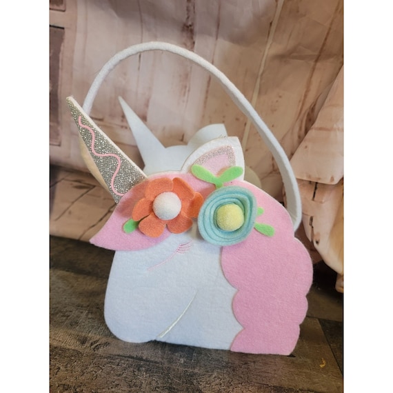 Felt unicorn floral bucket bag youth accessory - image 1