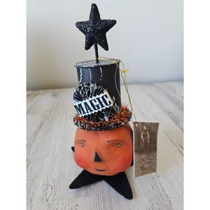Bethany lowe dee forest pumpkin magic RARE Halloween statue star decor magician vintage style paper mache very unique