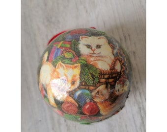 Christmas kitten cats AS IS ball ornament Xmas