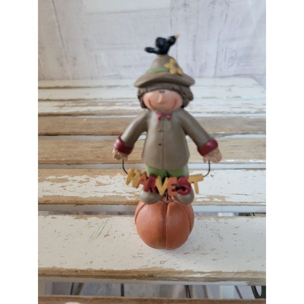 Suzi épouvantail Thanksgiving citrouille figurine récolte village personnes décor à la maison