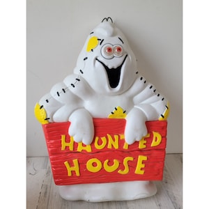 Vintage haunted house ghost AS IS Halloween sign hang up
