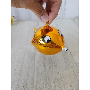 De carlini Goldfish Italian ornament vintage Italy mouth blown gold orange glitter Xmas tree