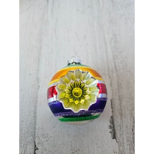 Glänzender Brite radko Regenbogen gestreifte Reflektorkugel Ornament Weihnachtsbaum