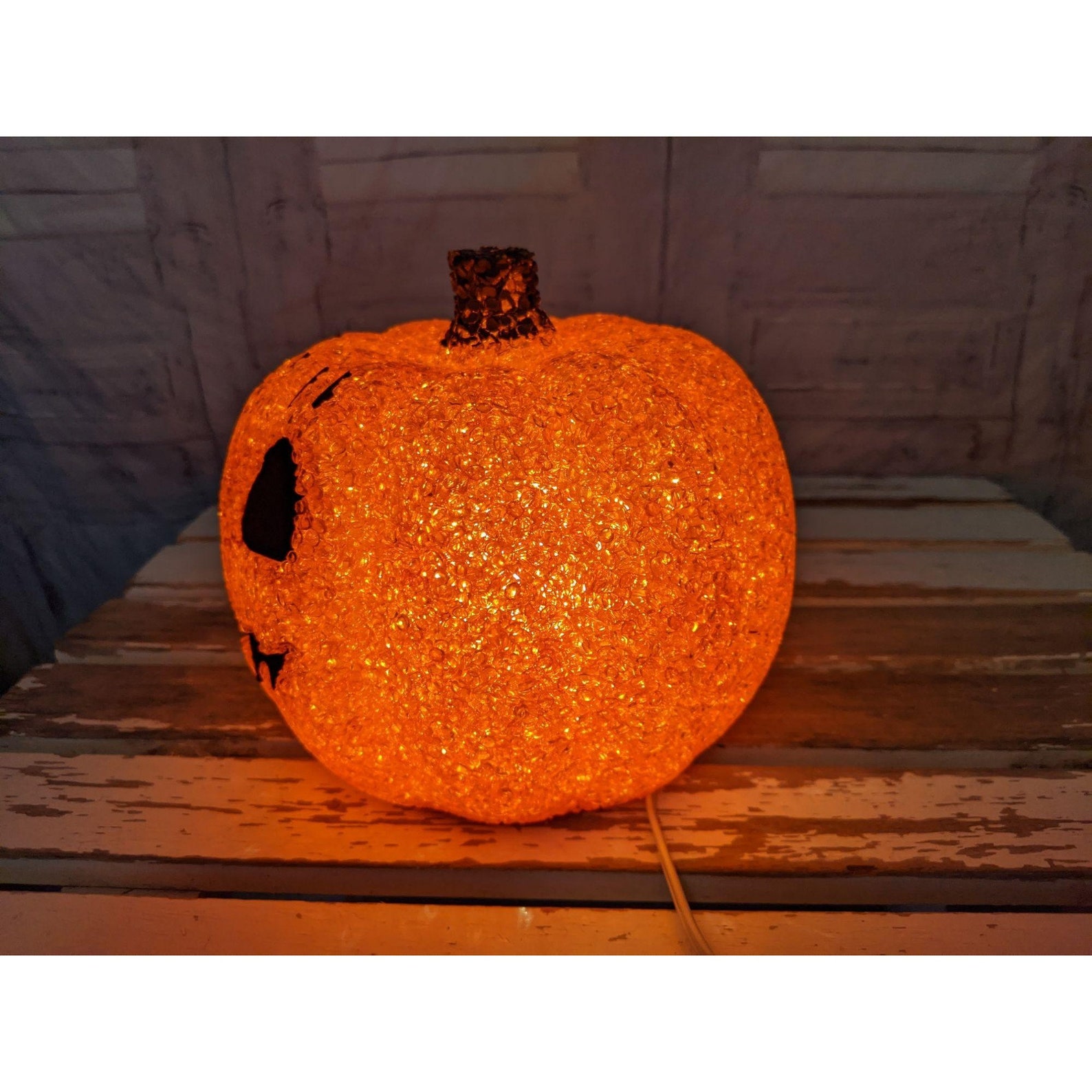 Pumpkin Light Up Decor
 Seasons Orange Halloween plastic melted pumpkin light up decor