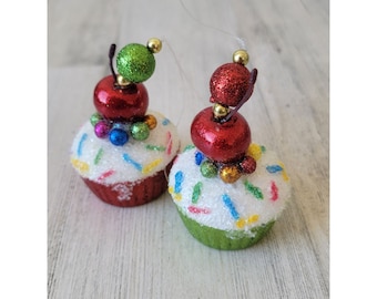 クリスマスガラスカップケーキオーナメント - 手作りデザート