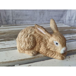 Brown Easter bunny rabbit sculpture figurine home decor spring