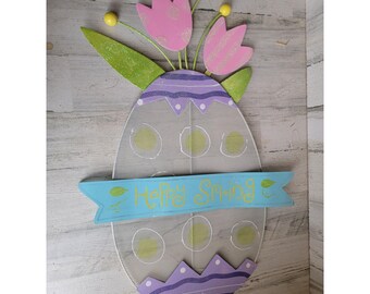 Großes Metall Ei Frühlingshaftes Frühlingsdeko Blume Ostern Pastell