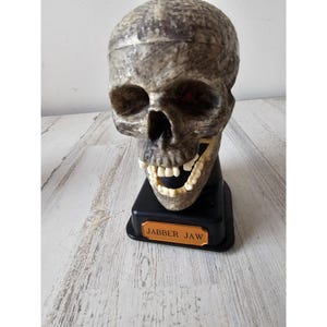 Vintage paper magic jabber jaw AS IS skeleton Halloween decor statue prop