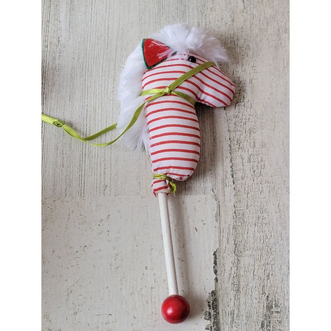 Red Striped Stick Horse Ornament Xmas Decor Etsy