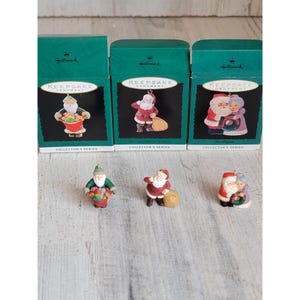 Hallmark miniature Santa Claus gift bag Ms Claus ornament Xmas set