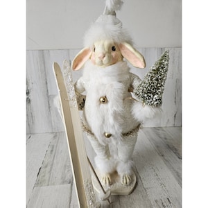Bethany Lowe bunny skier skiing large tree Xmas decor
