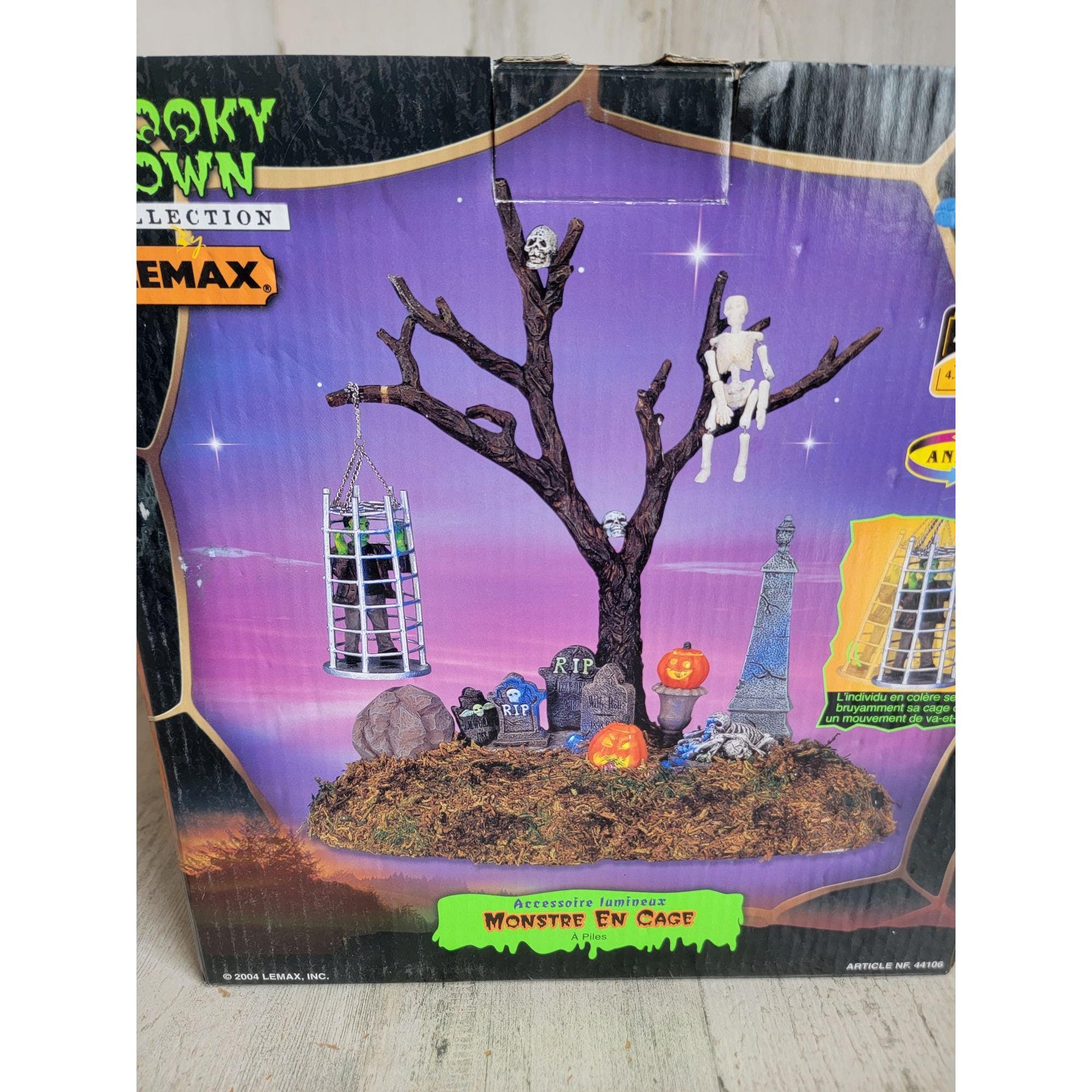 Lemax Caged Monster Animated Spooky Town Village Accessories Halloween ...