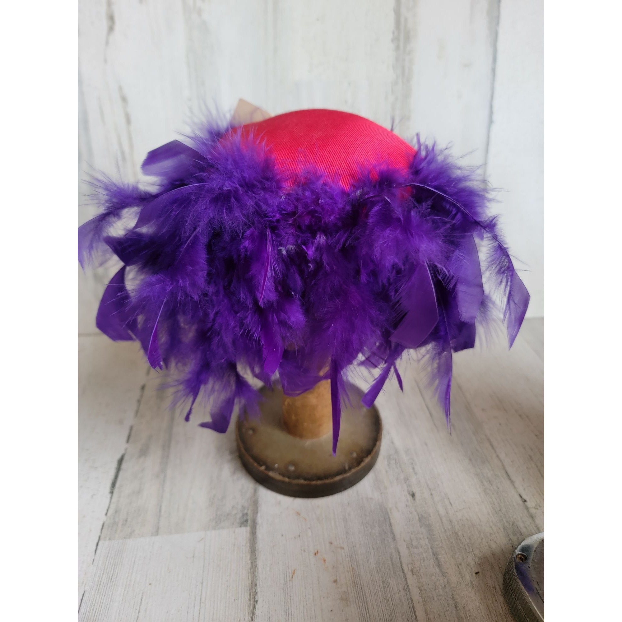 Mary Jean Red Hat Stand Feather Collectible Decormary Jean 
