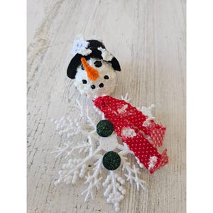 Glitter snowflakes snowman unique vintage ornament Xmas tree white