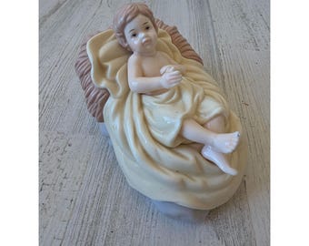 Vintage o'well baby Jesus porcelain large nativity Xmas crib manger decor statue figurine